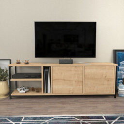 Decorotika Primrose Tv Stand Tv Unit For Tv's Up To 72 Inch Black And Oak - thumbnail 1