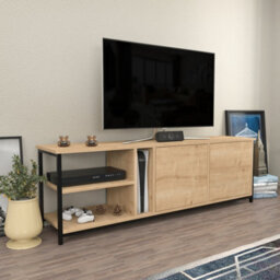 Decorotika Primrose Tv Stand Tv Unit For Tv's Up To 72 Inch Black And Oak - thumbnail 2
