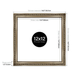 12X12 Gunmetal  Ornate Picture Frame (30.5 X 30.5Cm) Poster, Photo, Artwork, Gallery Wall Or Print - thumbnail 2