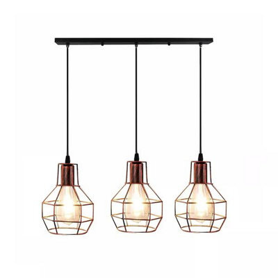 3 Light Pendant Light Height Adjustable, E27 Ceiling Lights Metal Square Plate Hanging Lights For Living Room, Coffee Shop - image 1