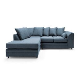 Abakus Direct Darcy Corner Sofa Left Facing In Teal Linen Fabric - thumbnail 1
