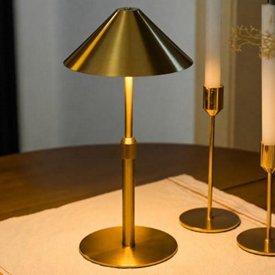 Luminexdesigns Cordless Rechargeable Table Lamp - Adjustable Height Brass Metal Wireless Touch Dimmable 3000 K - 6000 K, Ip 54