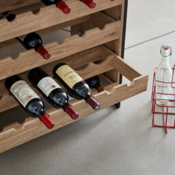 Sweeek. 5-Shelf Wine Rack With Metal And Wood-Effect Loft Natural 75X40X90 Cm - thumbnail 3