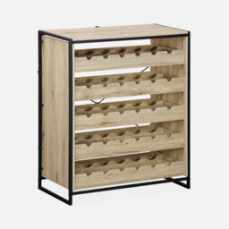 Sweeek. 5-Shelf Wine Rack With Metal And Wood-Effect Loft Natural 75X40X90 Cm - thumbnail 4