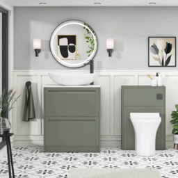 Royal Bathrooms Royal Bathroom Elmore 700mm Matt Green Freestanding Countertop Bathroom Vanity Unit 2 Drawer With Cesar Basin - thumbnail 5