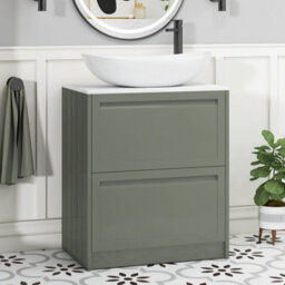 Royal Bathrooms Royal Bathroom Elmore 700mm Matt Green Freestanding Countertop Bathroom Vanity Unit 2 Drawer With Cesar Basin - thumbnail 1
