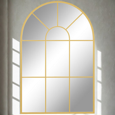 FURNOLD Large Arched Metal Wall Mirror For Bedroom Living Room Gold - image 1