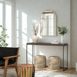 FURNOLD Large Arched Metal Wall Mirror For Bedroom Living Room Gold - thumbnail 6