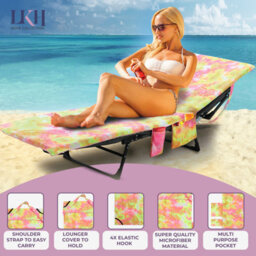 LKH Home Collection Beach Sun Lounger Towels With Pockets & Shoulder Strap Towels Microfiber Quick Dry Cover For Sun Lounger 210 X 75 Cm - thumbnail 3