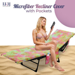 LKH Home Collection Beach Sun Lounger Towels With Pockets & Shoulder Strap Towels Microfiber Quick Dry Cover For Sun Lounger 210 X 75 Cm - thumbnail 2