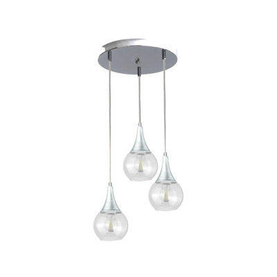 Luminosa Lighting Luminosa Lacrima Cluster Pendant Ceiling Light Silver Transparent Glass Shade 3X E27 - image 1