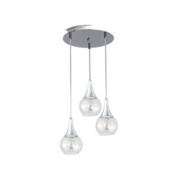 Luminosa Lighting Luminosa Lacrima Cluster Pendant Ceiling Light Silver Transparent Glass Shade 3X E27 - thumbnail 4