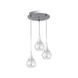 Luminosa Lighting Luminosa Lacrima Cluster Pendant Ceiling Light Silver Transparent Glass Shade 3X E27 - thumbnail 1