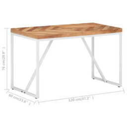 Berkfield Industrial Dining Table 120X60X76 Cm Solid Acacia And Mango Wood - thumbnail 7