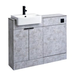 Homestylestore 1050mm Concrete Grey Bathroom Combination Vanity Wc Unit Toilet Pan And Black Finger Pull Handle - thumbnail 2