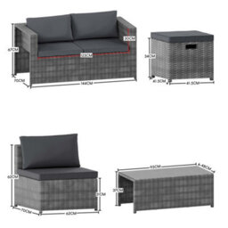 Lassic Garden Vida Islay 6 Seater Grey Outdoor Ukfr Rattan Furniture Set - Fully Assembled - thumbnail 2