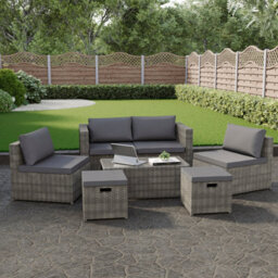 Lassic Garden Vida Islay 6 Seater Grey Outdoor Ukfr Rattan Furniture Set - Fully Assembled - thumbnail 4