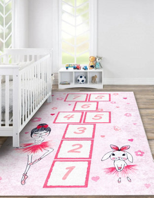RugsX Junior 51828.802 Washing Carpet Hopscotch, Ballerina For Children Anti-Slip - 200X290 Cm - image 1