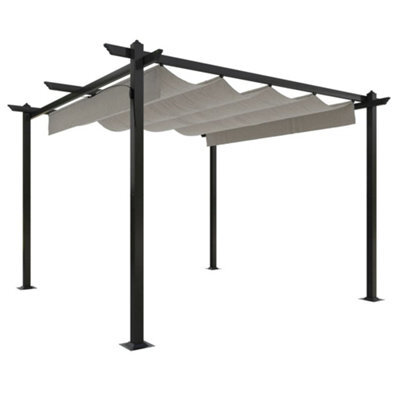Berkfield Sturdy Garden Gazebo With Retractable Roof 3X3 M Cream - image 1