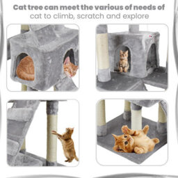 Wadan Cat Tree Tower With Condos, Ladder & Scratching Posts 170Cm Multilevel Cat Activity Centre For Large & Small Cats, Grey - thumbnail 8