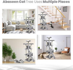 Wadan Cat Tree Tower With Condos, Ladder & Scratching Posts 170Cm Multilevel Cat Activity Centre For Large & Small Cats, Grey - thumbnail 6