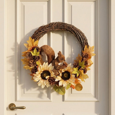 Garden Greatness Autumnal Style Squirrel Door Wreath - image 1