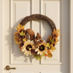 Garden Greatness Autumnal Style Squirrel Door Wreath - thumbnail 1