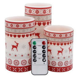Long Life Lamps Company Set Of 3 Usb Rechargeable Led Wax Christmas Reindeer Flameless Candles With Remote Control Wax04 - thumbnail 4