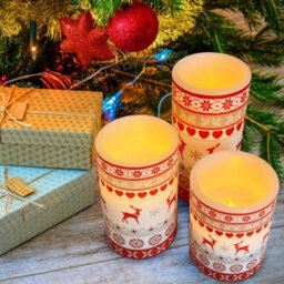 Long Life Lamps Company Set Of 3 Usb Rechargeable Led Wax Christmas Reindeer Flameless Candles With Remote Control Wax04 - thumbnail 7