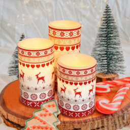 Long Life Lamps Company Set Of 3 Usb Rechargeable Led Wax Christmas Reindeer Flameless Candles With Remote Control Wax04 - thumbnail 9