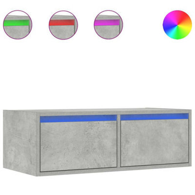 Berkfield Durable Tv Cabinet With Led Lights Concrete Grey 75X35.5X25 Cm