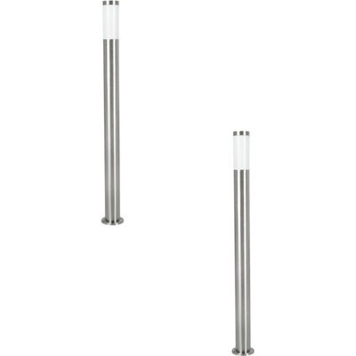 2 Pack Stainless Steel Ip44 Outdoor Bollard Lights - 12W E27 Driveway Post - image 1
