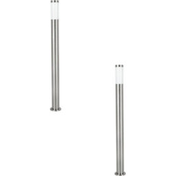 2 Pack Stainless Steel Ip44 Outdoor Bollard Lights - 12W E27 Driveway Post - thumbnail 1