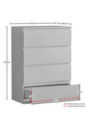 Lassic Vida Designs Denver 4 Piece Bedroom Set - (2 Drawer Large Bedside Chest X2, 4 Drawer Chest, 2 Door 2 Drawer Wardrobe), White - thumbnail 7