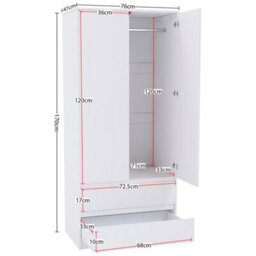 Lassic Vida Designs Denver 4 Piece Bedroom Set - (2 Drawer Large Bedside Chest X2, 4 Drawer Chest, 2 Door 2 Drawer Wardrobe), White - thumbnail 8