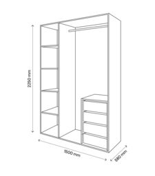 GoodHome Atomia Freestanding White Particle Board Wardrobe, Clothing & Shoes Organiser (H)2250mm (W)1500mm (D)580mm - thumbnail 5