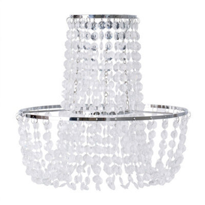 Valuelights Tegan Silver Jewel Acrylic Droplet Chandelier Easy Fit Ceiling Light Shade And Bulb (D)28Cm - image 1