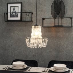 Valuelights Tegan Silver Jewel Acrylic Droplet Chandelier Easy Fit Ceiling Light Shade And Bulb (D)28Cm - thumbnail 2