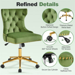 Yaheetech Upholstered Home Office Chair With Adjustable Height - Green - thumbnail 6