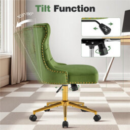 Yaheetech Upholstered Home Office Chair With Adjustable Height - Green - thumbnail 4