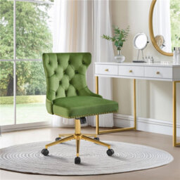 Yaheetech Upholstered Home Office Chair With Adjustable Height - Green - thumbnail 1