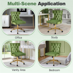 Yaheetech Upholstered Home Office Chair With Adjustable Height - Green - thumbnail 7