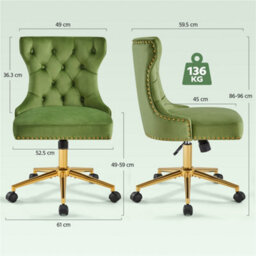 Yaheetech Upholstered Home Office Chair With Adjustable Height - Green - thumbnail 3