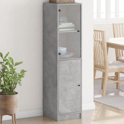 Berkfield Highboard With Glass Door Concrete Grey 35X37X142 Cm - image 1