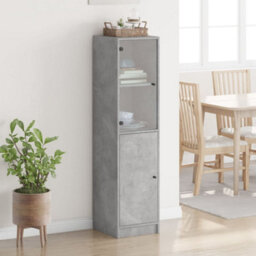 Berkfield Highboard With Glass Door Concrete Grey 35X37X142 Cm - thumbnail 3