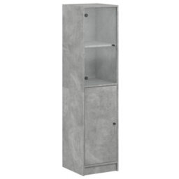 Berkfield Highboard With Glass Door Concrete Grey 35X37X142 Cm - thumbnail 2