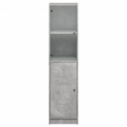 Berkfield Highboard With Glass Door Concrete Grey 35X37X142 Cm - thumbnail 6