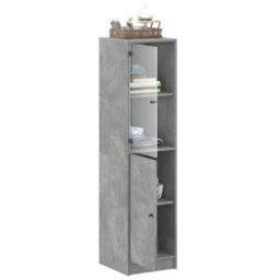 Berkfield Highboard With Glass Door Concrete Grey 35X37X142 Cm - thumbnail 5