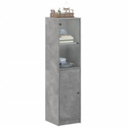 Berkfield Highboard With Glass Door Concrete Grey 35X37X142 Cm - thumbnail 4