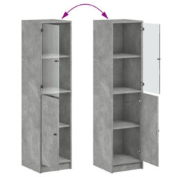 Berkfield Highboard With Glass Door Concrete Grey 35X37X142 Cm - thumbnail 9